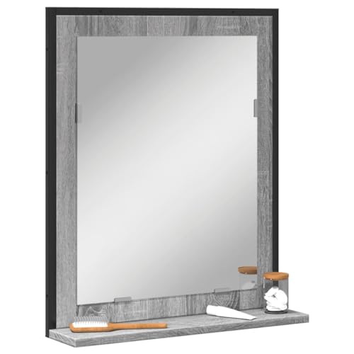 ULUYYUC Wandspiegel mit Ablage Grau Sonoma 50x12x60 cm Badspiegel aus Holzwerkstoff und Glas Modernes Design mit Extrastaubrett für kleine Badezimmer auch als Badmöbel oder Apothekerschrank geeignet ULUYYUC Wandspiegel mit Ablage Grau Sonoma 50x12x60 cm Badspiegel aus Holzwerkstoff und Glas Modernes Design mit Extrastaubrett für kleine Badezimmer auch als Badmöbel oder Apothekerschrank geeignet von ULUYYUC