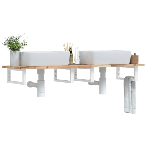ULUYYUC Waschbeckenregal 160x40 cm Akazienholz & Stahl montierbar als Badschrank oder Sideboard Modernes Design Robust und Langlebig für Badezimmer Gäste-WC und Küche von ULUYYUC