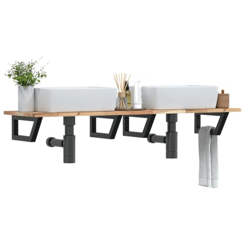 ULUYYUC Waschbeckenregal Akazienholz 140 x 40 cm mit Stahlträgern Wandmontage Badregal Modernes Design Robust & Langlebig für Badezimmer Küche Flur ULUYYUC Waschbeckenregal Akazienholz 140 x 40 cm mit Stahlträgern Wandmontage Badregal Modernes Design Robust & Langlebig für Badezimmer Küche Flur von ULUYYUC