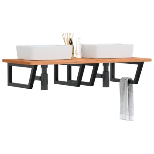 ULUYYUC Waschbeckenregal Wandmontage 115 x 55 cm aus Massivholz und Stahl Badregal mit Trapezhalterungen Modernes Design Robust & Langlebig für Badezimmer Gäste WC und kleine Räume ULUYYUC Waschbeckenregal Wandmontage 115 x 55 cm aus Massivholz und Stahl Badregal mit Trapezhalterungen Modernes Design Robust & Langlebig für Badezimmer Gäste WC und kleine Räume von ULUYYUC