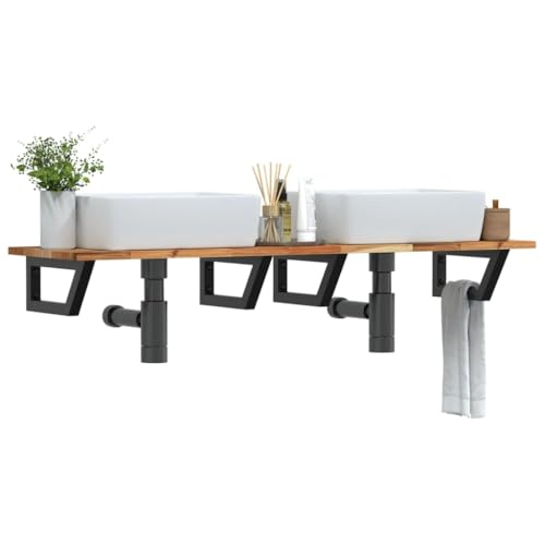 ULUYYUC Waschbeckenregal Wandmontage 120 x 40 cm aus Akazienholz und Stahl trapezförmige Halterungen 100 kg belastbar Modernes Design platzsparendes Badregal für Badezimmer Gäste WC ULUYYUC Waschbeckenregal Wandmontage 120 x 40 cm aus Akazienholz und Stahl trapezförmige Halterungen 100 kg belastbar Modernes Design platzsparendes Badregal für Badezimmer Gäste WC von ULUYYUC