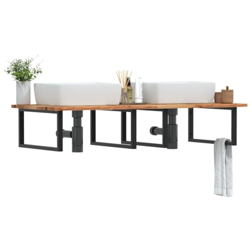 ULUYYUC Waschbeckenregal Wandmontage 120 x 60 cm Akazienholz & Stahl 100 kg Belastbar Schwarz Modernes Design platzsparend für Badezimmer Küche und Flur ULUYYUC Waschbeckenregal Wandmontage 120 x 60 cm Akazienholz & Stahl 100 kg Belastbar Schwarz Modernes Design platzsparend für Badezimmer Küche und Flur von ULUYYUC