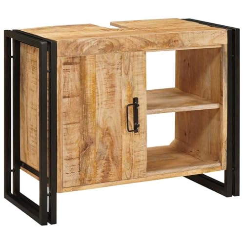 ULUYYUC Waschbeckenunterschrank 71 x 33 x 58 cm Modernes Badezimmer Möbel aus massivem Mango Holz mit Eisenbeinen Robuste Bauweise Platzsparend für kleine Badezimmer Flur und Gäste WC ULUYYUC Waschbeckenunterschrank 71 x 33 x 58 cm Modernes Badezimmer Möbel aus massivem Mango Holz mit Eisenbeinen Robuste Bauweise Platzsparend für kleine Badezimmer Flur und Gäste WC von ULUYYUC