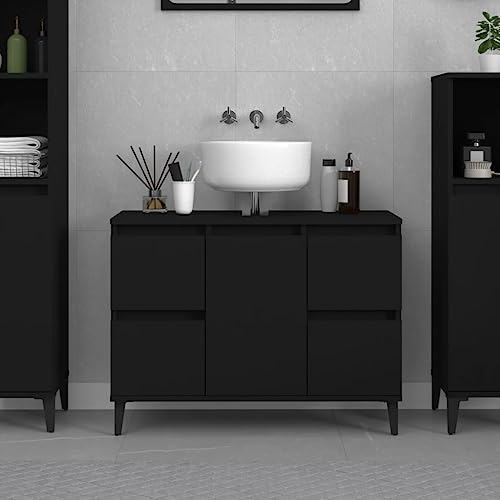 ULUYYUC Waschbeckenunterschrank Badunterschrank WaschbeckenWaschbeckenunterschrank Schwarz 80x33x60 cm Holzwerkstoffgeeignet für Bad, Toilette, Schlafzimmer von ULUYYUC