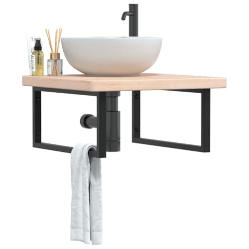 ULUYYUC Waschtischplatte mit Stahlhalterung Massivholz Eiche 60x60cm Modernes Design Robust und Langlebig Badschrank Regal für Badezimmer Gäste WC Küche Flur ULUYYUC Waschtischplatte mit Stahlhalterung Massivholz Eiche 60x60cm Modernes Design Robust und Langlebig Badschrank Regal für Badezimmer Gäste WC Küche Flur von ULUYYUC