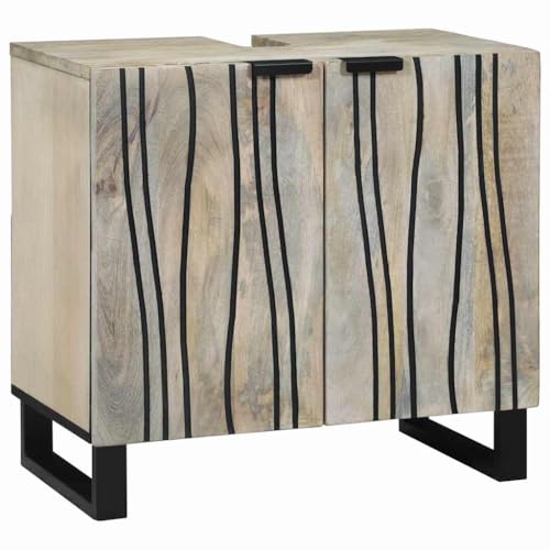 ULUYYUC Waschtischunterschrank 62 x 33 x 58 cm aus Mangoholz mit Eisenrohrbeinen Modernes Badezimmer Möbel mit Tür und verstellbarem Regal für kleine Räume ULUYYUC Waschtischunterschrank 62 x 33 x 58 cm aus Mangoholz mit Eisenrohrbeinen Modernes Badezimmer Möbel mit Tür und verstellbarem Regal für kleine Räume von ULUYYUC
