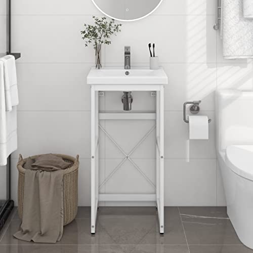 ULUYYUC Weißes Waschtischgestell aus pulverbeschichtetem Eisen 40 x 38 x 83 cm Modernes Badezimmer Sideboard mit offenen Fächern Robust & Langlebig für kleine Badezimmer WC Flur und Küche von ULUYYUC