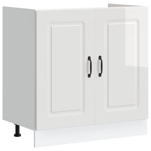 ULUYYUC Werkstattschrank Küchenschrank Küchenschränke Anrichte - Spülenunterschrank Kalmar Hochglanz-Weiß 80x46x81,5 cm für Küche Esszimmer Flur Wohnzimmer ULUYYUC Werkstattschrank Küchenschrank Küchenschränke Anrichte - Spülenunterschrank Kalmar Hochglanz-Weiß 80x46x81,5 cm für Küche Esszimmer Flur Wohnzimmer von ULUYYUC