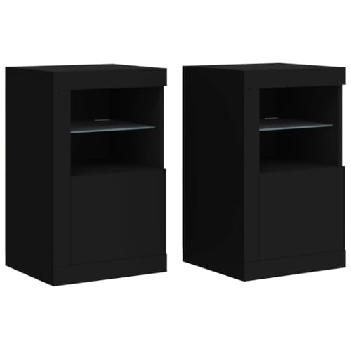 ULUYYUC Werkzeugschränke Spind Organizer Küchenschrank Arzneischrank - Beistellschränke mit LED-Leuchten 2 STK. Schwarz Holzwerkstoff für Werkstatt Büro Flur Outdoor ULUYYUC Werkzeugschränke Spind Organizer Küchenschrank Arzneischrank - Beistellschränke mit LED-Leuchten 2 STK. Schwarz Holzwerkstoff für Werkstatt Büro Flur Outdoor von ULUYYUC