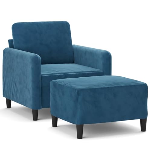 ULUYYUC Wohnzimmer Couch Big Sofa Küchensofa Lounge Sofa Outdoor - Sessel mit Hocker Blau 60 cm Samt für Balkon Küche Schlafzimmer Jugendzimmer von ULUYYUC