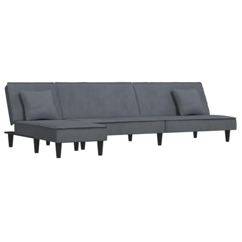 ULUYYUC Wohnzimmer Couch Sessel Wohnzimmer Küchensofa Sofa Klein - Schlafsofa in L-Form Dunkelgrau 255x140x70 cm Samt für Balkon Jugendzimmer Wohnzimmer Esszimmer von ULUYYUC