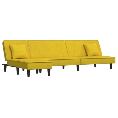 ULUYYUC Wohnzimmer Couch Sessel Wohnzimmer Küchensofa Sofa Klein - Schlafsofa in L-Form Gelb 255x140x70 cm Samt für Balkon Jugendzimmer Wohnzimmer Esszimmer von ULUYYUC