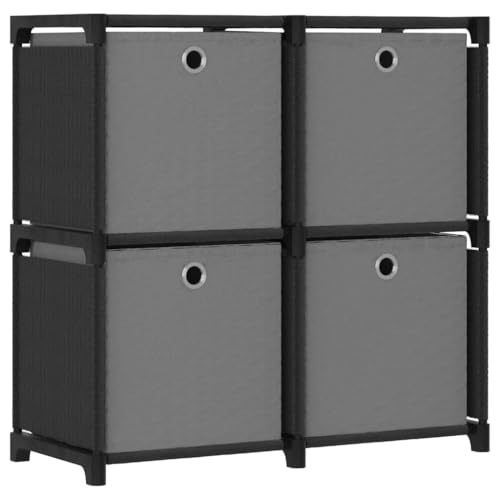 ULUYYUC Würfelregal mit 4 Boxen Modernes Design Stahlrahmen Stoff Schwarz 69x30x72,5 cm Schmaler Regalschrank für Wohnzimmer Bücherregal Eckregal Aufbewahrung ULUYYUC Würfelregal mit 4 Boxen Modernes Design Stahlrahmen Stoff Schwarz 69x30x72,5 cm Schmaler Regalschrank für Wohnzimmer Bücherregal Eckregal Aufbewahrung von ULUYYUC