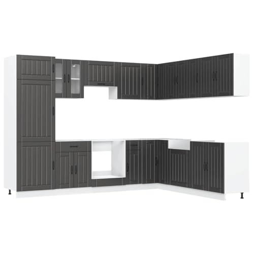 Werkstattschrank Küchenschrank Aktenschrank Sideboard Wohnzimmer - 14-TLG. Küchenschrank-Set Lucca Schwarz Holzwerkstoff für Hausbar Flur Arbeitszimmer Bad Werkstattschrank Küchenschrank Aktenschrank Sideboard Wohnzimmer - 14-TLG. Küchenschrank-Set Lucca Schwarz Holzwerkstoff für Hausbar Flur Arbeitszimmer Bad von ULUYYUC