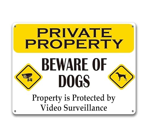 Metall-Blechschilder mit Zitat "Private Property Beware Of Dogs" – Eigentum geschützt durch Videoüberwachung Metallschild – Warnschild mit Aufschrift "Dangerous Dog Warning or Keep Gate Close", 30,5 x Metall-Blechschilder mit Zitat "Private Property Beware Of Dogs" – Eigentum geschützt durch Videoüberwachung Metallschild – Warnschild mit Aufschrift "Dangerous Dog Warning or Keep Gate Close", 30,5 x von ULVEOL