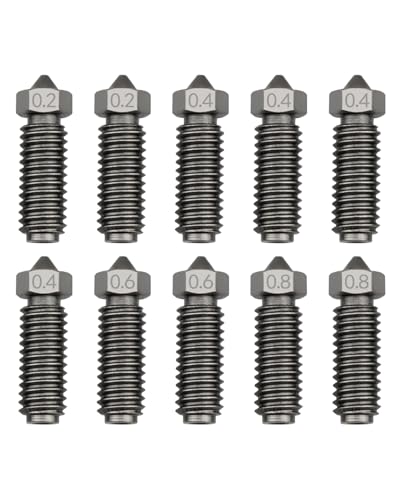 ULXIOM 10 Stück gehärtete Stahldüsen passend für Anycubic Kobra 3 3D-Drucker, M6-Gewinde, 0,2 mm, 0,4 mm, 0,6 mm, 0,8 mm, Schnellwechsel, hoher Durchfluss von ULXIOM