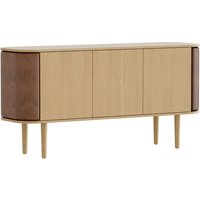 Sideboard Treasures 3 Doors oak/brown faux leather von UMAGE