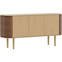 Sideboard Treasures 3 Doors oak/brown faux leather von UMAGE