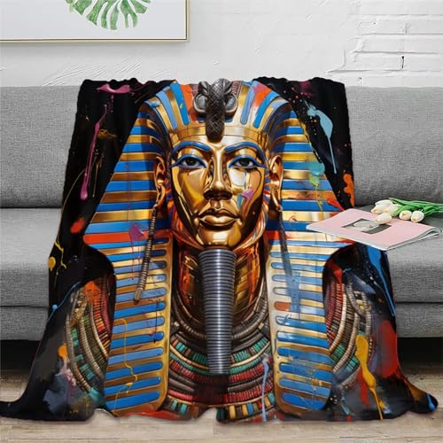 Ägyptischer Pharao Sofadecke Decke Fleecedecke 3D Druck Couchdecke Tagesdecke Kuscheldecke Flauschig Warm Weichen Flauschig Bett Decken Für Mädchen Jungen 80x90inch(200x230cm) von UMASQOPAM