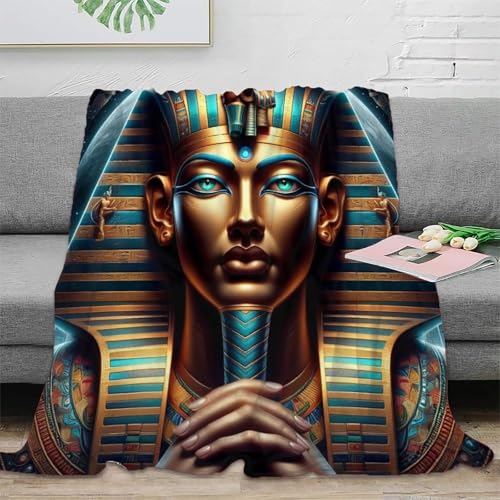 Ägyptischer Pharao Wohndecken Sofadecke Couchdecke Fleecedecke 3D Druck Kuscheldecke Tagesdecke Weichen Flauschig Bett Decken Flauschig Warm Für Mädchen Jungen 40x50inch(100x130cm) von UMASQOPAM