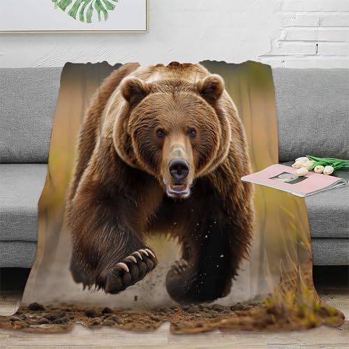 Braunbär Sofadecke 3D Druck Couchdecke Fleecedecke Decke Kuscheldecke Tagesdecke Weichen Flauschig Bett Decken Flauschig Warm Für Mädchen Jungen 60x80inch(150x200cm) von UMASQOPAM