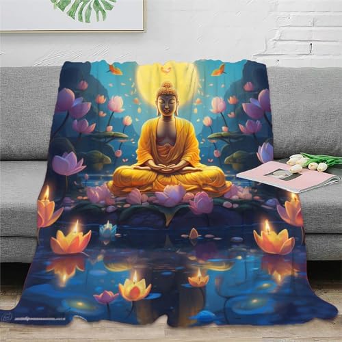 Buddha Couchdecke Sofadecke Fleecedecke 3D Druck Wohndecke Bett Decken Flauschig Warm Kuscheldecke Tagesdecke Weichen Flauschig Für Mädchen Jungen 70x80inch(180x200cm) von UMASQOPAM