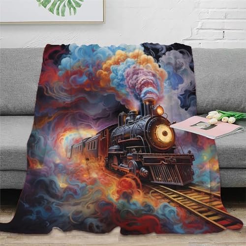 Dampflokomotive Couchdecke 3D Druck Steampunk Wohndecken Sofadecke Fleecedecke Flauschig Warm Tagesdecke Bett Decken Kuscheldecke Weichen Flauschig Für Mädchen Jungen 50x60inch(127x152cm) von UMASQOPAM