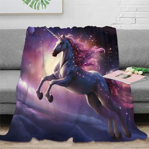 Einhorn Wohndecken Sofadecke Couchdecke Fleecedecke 3D Druck Kuscheldecke Tagesdecke Weichen Flauschig Bett Decken Flauschig Warm Für Mädchen Jungen 70x80inch(180x200cm) von UMASQOPAM