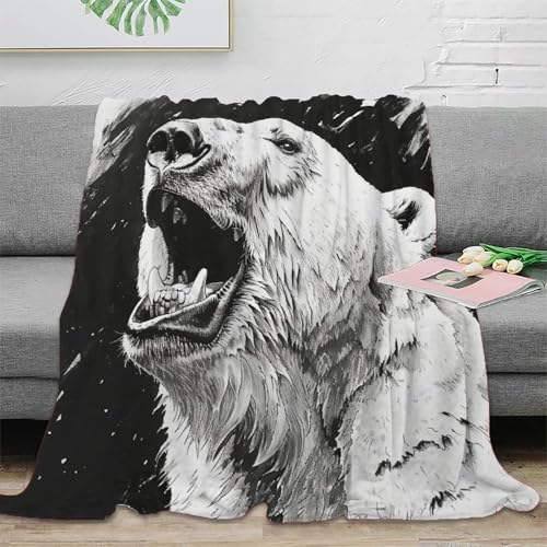 Eisbär Fleecedecke Couchdecke Sofadecke 3D Druck Decke Tagesdecke Kuscheldecke Weichen Flauschig Bett Decken Flauschig Warm Für Mädchen Jungen 70x80inch(180x200cm) von UMASQOPAM