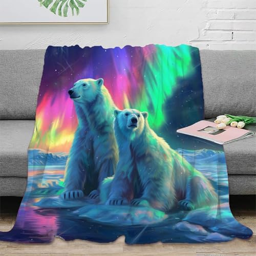 Eisbär Sofadecke Couchdecke Fleecedecke Decke 3D Druck Bett Decken Flauschig Warm Kuscheldecke Weichen Flauschig Tagesdecke Für Mädchen Jungen 60x80inch(150x200cm) von UMASQOPAM