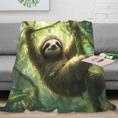 Faultier Fleecedecke Sofadecke Couchdecke Wohndecken 3D Druck Bett Decken Flauschig Warm Tagesdecke Weichen Flauschig Kuscheldecke Für Mädchen Jungen 80x90inch(200x230cm) von UMASQOPAM