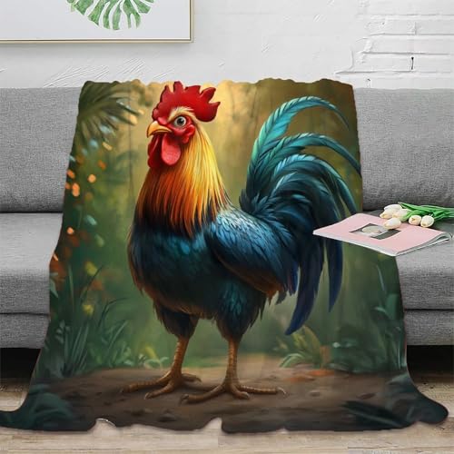 Hahn Couchdecke 3D Druck Decke Fleecedecke Sofadecke Bett Decken Kuscheldecke Tagesdecke Weichen Flauschig Flauschig Warm Für Mädchen Jungen 50x60inch(127x152cm) von UMASQOPAM