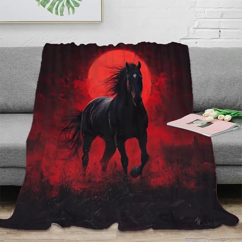 Pferd 3D Druck Couchdecke Sofadecke Fleecedecke Wohndecken Flauschig Warm Kuscheldecke Tagesdecke Bett Decken Weichen Flauschig Für Mädchen Jungen 80x90inch(200x230cm) von UMASQOPAM