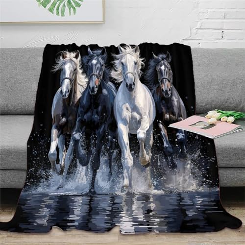 Pferd Fleecedecke Sofadecke Couchdecke Wohndecken 3D Druck Bett Decken Flauschig Warm Tagesdecke Weichen Flauschig Kuscheldecke Für Mädchen Jungen 40x50inch(100x130cm) von UMASQOPAM
