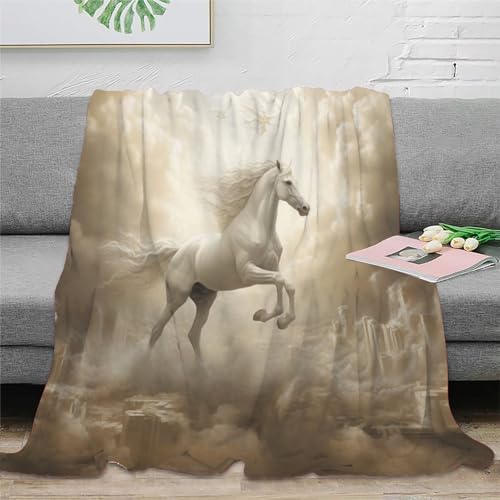 Pferd Wohndecken Sofadecke Couchdecke Fleecedecke 3D Druck Kuscheldecke Tagesdecke Weichen Flauschig Bett Decken Flauschig Warm Für Mädchen Jungen 80x90inch(200x230cm) von UMASQOPAM