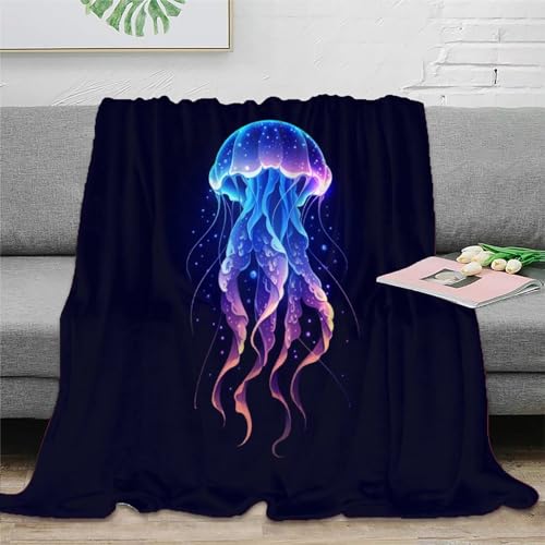 Qualle 3D Druck Couchdecke Sofadecke Fleecedecke Wohndecken Flauschig Warm Kuscheldecke Tagesdecke Bett Decken Weichen Flauschig Für Mädchen Jungen 50x60inch(127x152cm) von UMASQOPAM