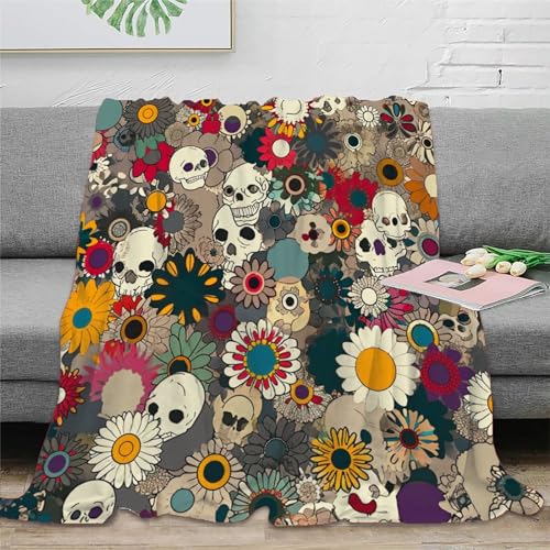 Schädel Couchdecke Decke 3D Druck Sofadecke Fleecedecke Weichen Flauschig Flauschig Warm Bett Decken Tagesdecke Kuscheldecke Für Mädchen Jungen 70x80inch(180x200cm) von UMASQOPAM