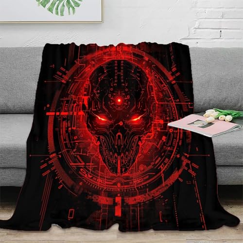 Schädel Couchdecke Fleecedecke 3D Druck Wohndecken Sofadecke Flauschig Warm Bett Decken Kuscheldecke Weichen Flauschig Tagesdecke Für Mädchen Jungen 70x80inch(180x200cm) von UMASQOPAM