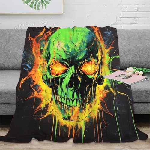 Schädel Sofadecke Couchdecke 3D Druck Wohndecke Fleecedecke Flauschig Warm Kuscheldecke Tagesdecke Weichen Flauschig Bett Decken Für Mädchen Jungen 80x90inch(200x230cm) von UMASQOPAM
