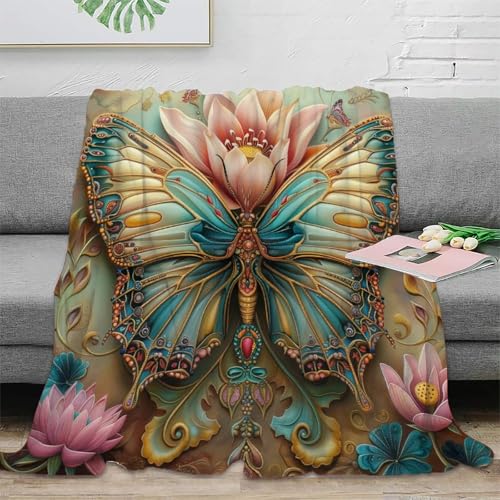 Schmetterling Couchdecke 3D Druck Decke Fleecedecke Sofadecke Bett Decken Kuscheldecke Tagesdecke Weichen Flauschig Flauschig Warm Für Mädchen Jungen 60x80inch(150x200cm) von UMASQOPAM