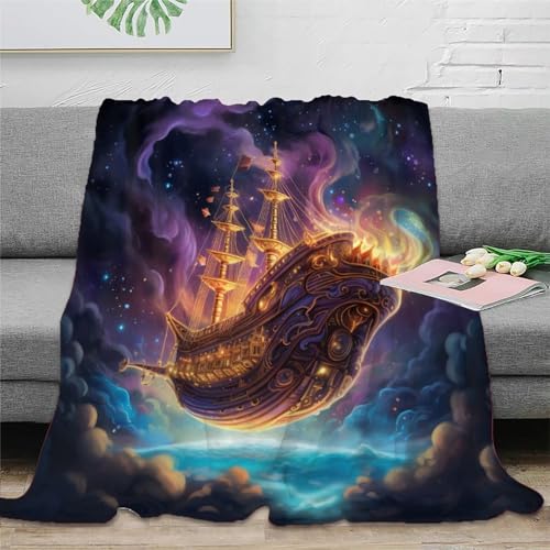 Segelboot Sofadecke Couchdecke Fleecedecke Decke 3D Druck Bett Decken Flauschig Warm Kuscheldecke Weichen Flauschig Tagesdecke Für Mädchen Jungen 60x80inch(150x200cm) von UMASQOPAM
