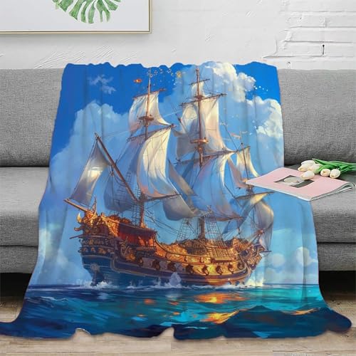 Segelboot Sofadecke Decke Couchdecke Fleecedecke 3D Druck Weichen Flauschig Kuscheldecke Flauschig Warm Tagesdecke Bett Decken for Erwachsene Kinder 60x80inch(150x200cm) von UMASQOPAM