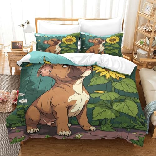 UMASQOPAM French Bulldog M?dchen Junge Kinder Bettbezug Set 3D Gedruckter Bettw?schegarnitur Reissverschluss Und Kissenbezüge Weich Microfaser Bettw?sche 3 Teilig King（220x240cm） von UMASQOPAM