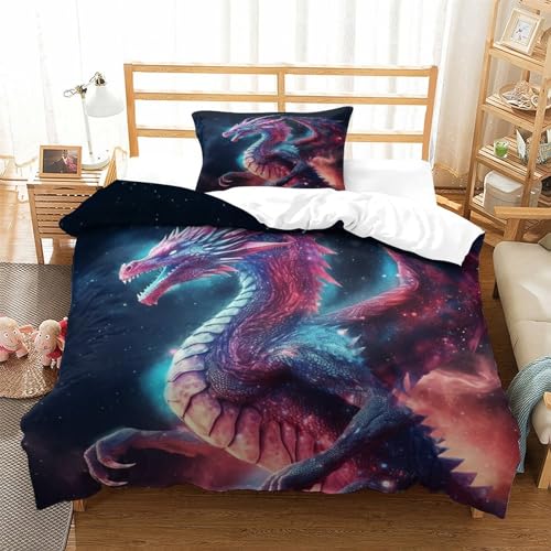 UMASQOPAM Star Drache 3D Gedruckter Bettw?schegarnitur Für Kinder M?dchen Jungen Bettbezug Set Und Kissenbezüge Bettw?sche Weich Microfaser Reissverschluss 2 Teilig Single（135x200cm） von UMASQOPAM