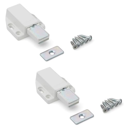 2 Stück Magnet-Druckschnäpper, inkl. Gegenplatte, Oberfläche: weiß, 38 mm (1-1/2″), ML-80W für Möbeltüren, Schranktüren von UMAXO