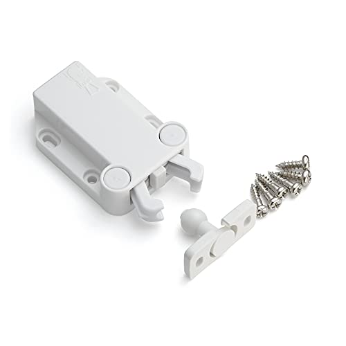 Nicht magnetischer Druckschnäpper MC-37F von SUGATSUNE/Lamp (Japan). Türöffner Federschnapper, automatischer Touch-Latch für Möbel zum Schrauben mit Gegenstück und Schrauben (Weiß) von UMAXO