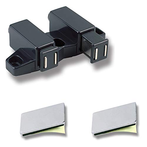 Push-to-Open Doppel-Türöffner für 2 Türen, automatischer magnetischer Druckverschluß | Tür Druckschnäpper Touch-Latch | Möbel-Schnäpper mit selbstklebendem Gegenstück, rechteckig (1 Stück) von UMAXO