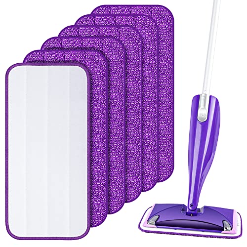 Mop Microfaser Reinigung Pads, 6 Stück Wiederverwendbar Mop Pads für Swiffer WetJet, Wischmopp-Reinigungskissen Bezug Ersatzbezug Wischbezug Reinigungs Pads für Hartholz, Laminat, Fliesen(30×14cm) von UMAYCOOL