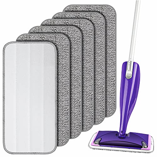 Mop Microfaser Reinigung Pads, 6 Stück Wiederverwendbar Mop Pads für Swiffer WetJet, Wischmopp-Reinigungskissen Bezug Ersatzbezug Wischbezug Reinigungs Pads für Hartholz, Laminat, Fliesen(30×14cm) von UMAYCOOL