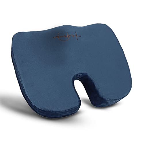 UMBERLINE® Orthopädisches Sitzkissen - Memory Foam Kissen - Sitzkissen für Bürostuhl - Schmerzreduzierend, Erhöht Sitzkomfort, Unterstützung für Beine, Hüfte, Steißbein und Rücken… (Blau) von UMBERLINE